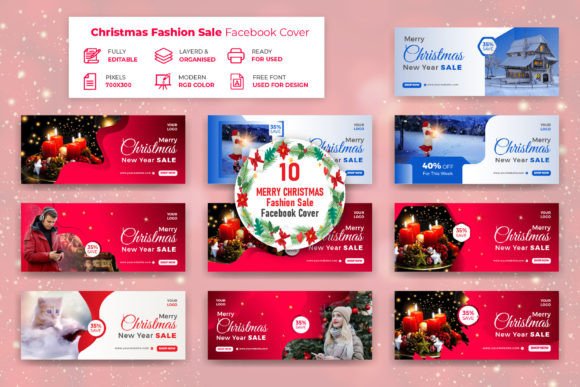Christmas Fashion Sale Facebook Cover for Holiday Marketing
