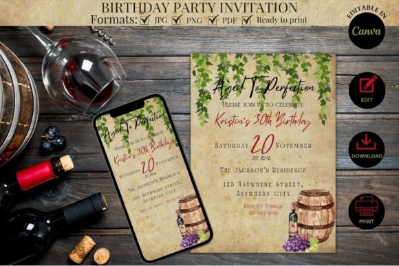 Raise a Glass to Timeless Celebrations: The Aged to Perfection Birthday Invitation